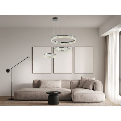 Regulējams LED kristāllustrs uz troses THALIA LED/120W/230V 3000-6000K + tālvadības pults