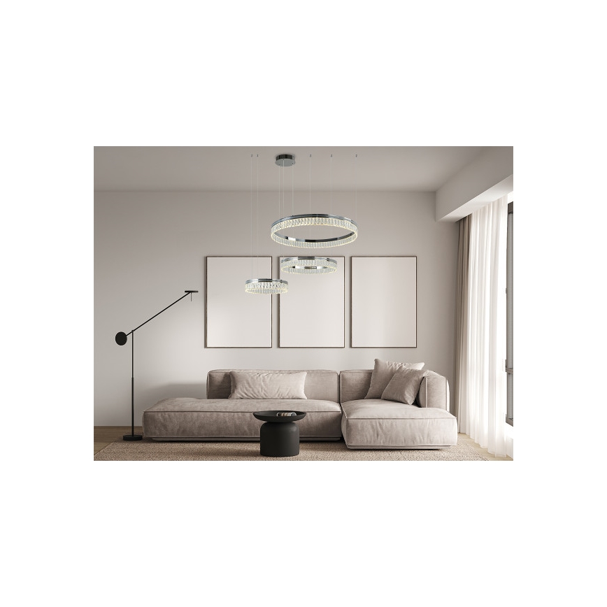 Regulējams LED kristāllustrs uz troses THALIA LED/120W/230V 3000-6000K + tālvadības pults