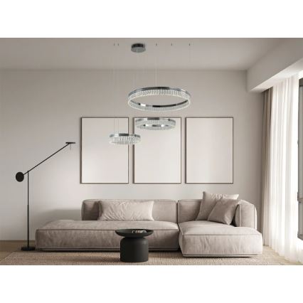 Regulējams LED kristāllustrs uz troses THALIA LED/120W/230V 3000-6000K + tālvadības pults