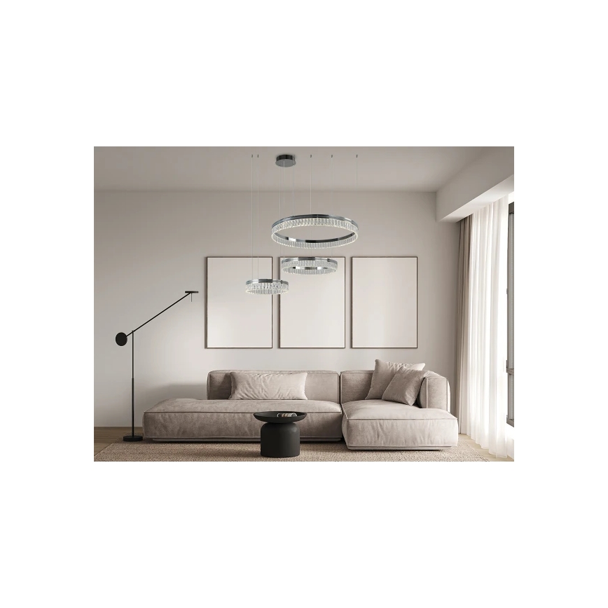 Regulējams LED kristāllustrs uz troses THALIA LED/120W/230V 3000-6000K + tālvadības pults
