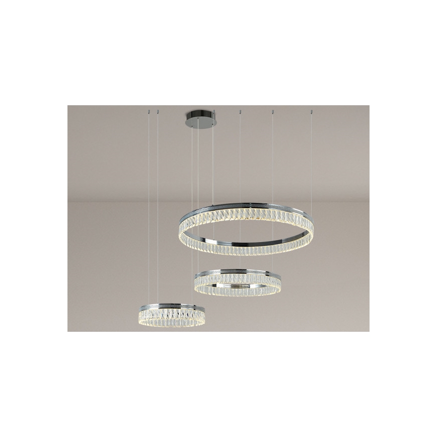 Regulējams LED kristāllustrs uz troses THALIA LED/120W/230V 3000-6000K + tālvadības pults