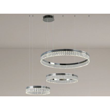 Regulējams LED kristāllustrs uz troses THALIA LED/120W/230V 3000-6000K + tālvadības pults