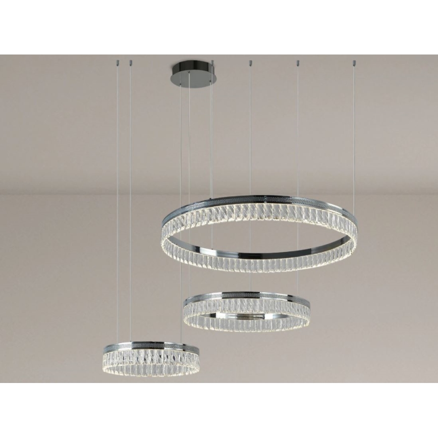 Regulējams LED kristāllustrs uz troses THALIA LED/120W/230V 3000-6000K + tālvadības pults