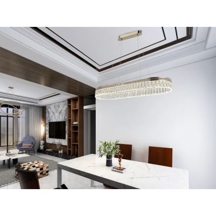 LED aptumšojams kristāla lustrs uz troses THALIA LED/50W/230V 3000-6000K + tālvadības pults