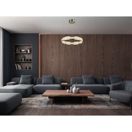 LED aptumšojams kristāla lustrs uz troses ENRIQUE LED/40W//230V 3000-6000K Ø 60 cm + tālvadības pults