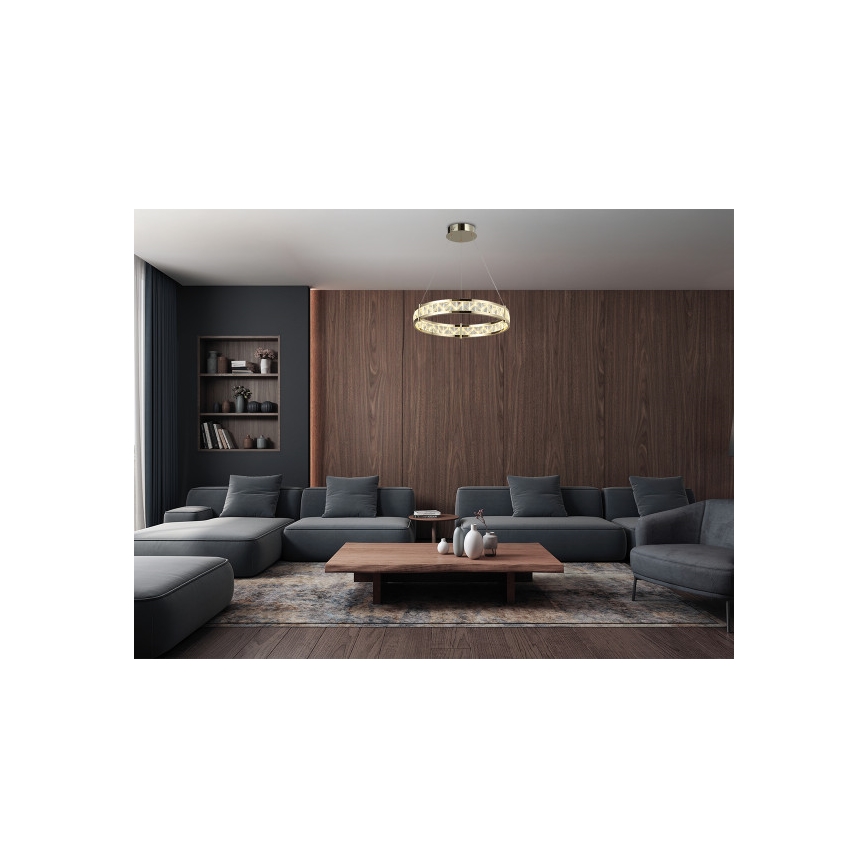 LED aptumšojams kristāla lustrs uz troses ENRIQUE LED/40W//230V 3000-6000K Ø 60 cm + tālvadības pults