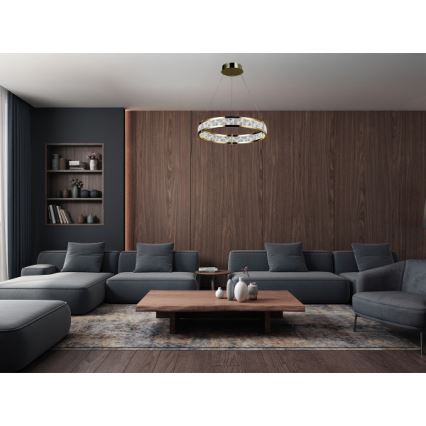 LED aptumšojams kristāla lustrs uz troses ENRIQUE LED/40W//230V 3000-6000K Ø 60 cm + tālvadības pults