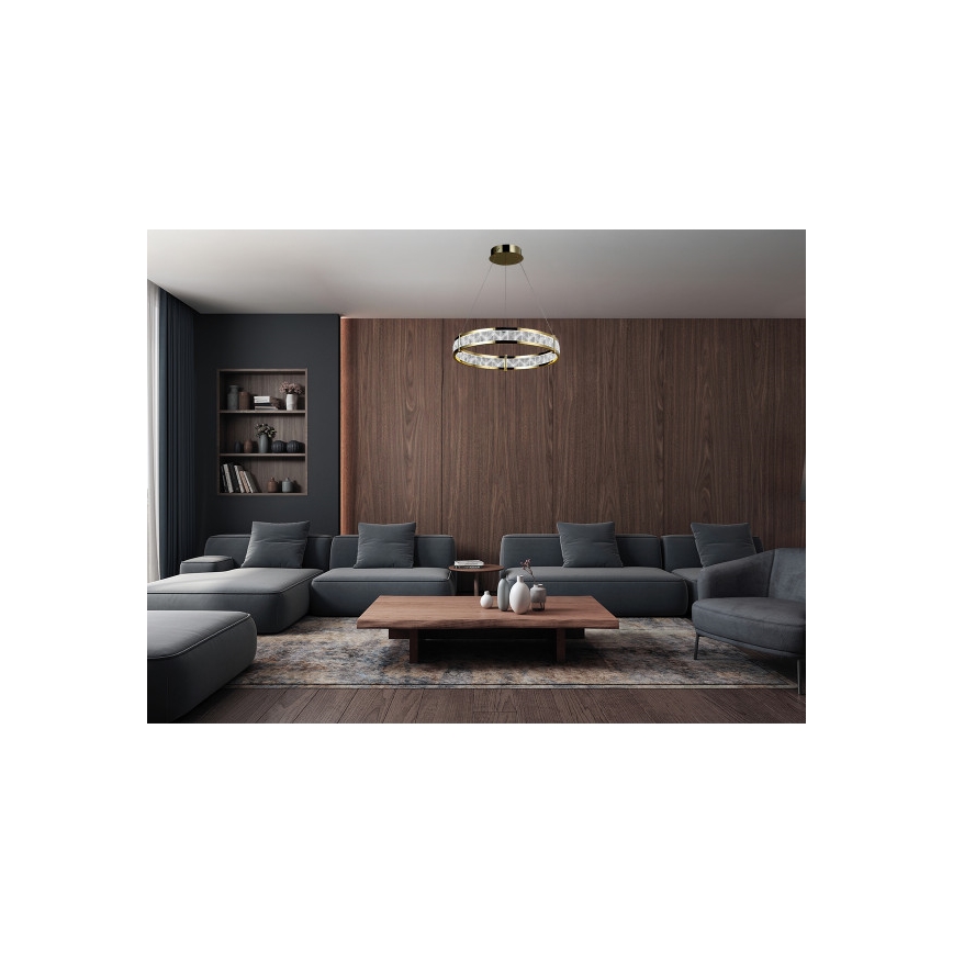 LED aptumšojams kristāla lustrs uz troses ENRIQUE LED/40W//230V 3000-6000K Ø 60 cm + tālvadības pults