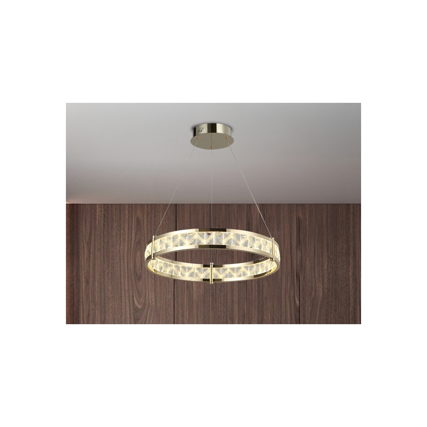 LED aptumšojams kristāla lustrs uz troses ENRIQUE LED/40W//230V 3000-6000K Ø 60 cm + tālvadības pults