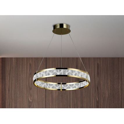 LED aptumšojams kristāla lustrs uz troses ENRIQUE LED/40W//230V 3000-6000K Ø 60 cm + tālvadības pults
