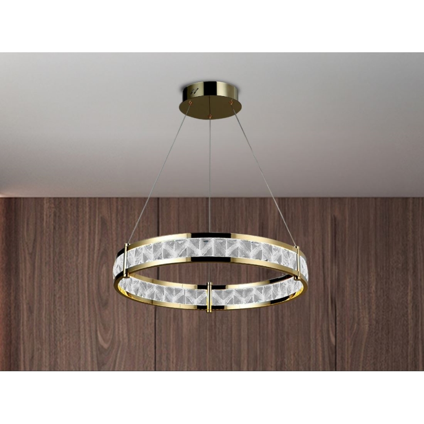 LED aptumšojams kristāla lustrs uz troses ENRIQUE LED/40W//230V 3000-6000K Ø 60 cm + tālvadības pults