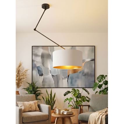 LED regulējama lustra uz stieņa GORTA 1xE27/60W/230V balta/zelta