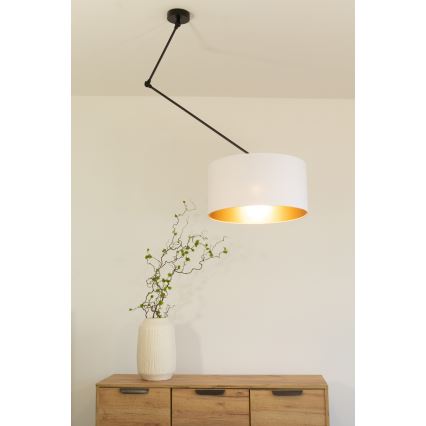 LED regulējama lustra uz stieņa GORTA 1xE27/60W/230V balta/zelta