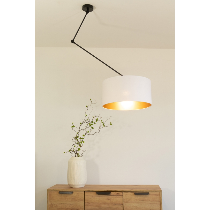 LED regulējama lustra uz stieņa GORTA 1xE27/60W/230V balta/zelta