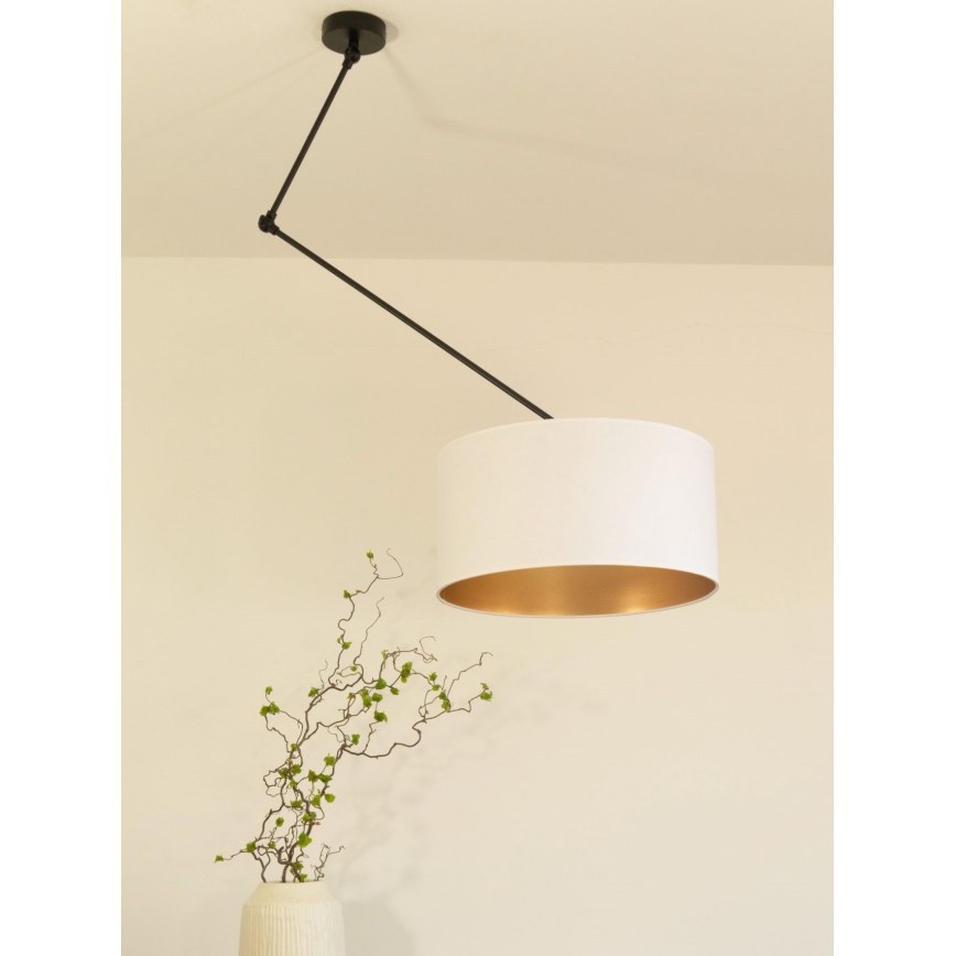 LED regulējama lustra uz stieņa GORTA 1xE27/60W/230V balta/zelta