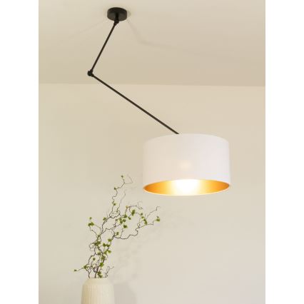 LED regulējama lustra uz stieņa GORTA 1xE27/60W/230V balta/zelta