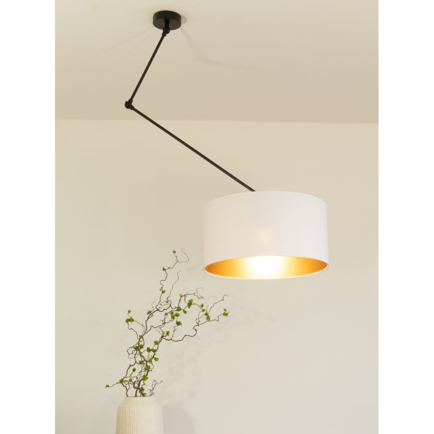 LED regulējama lustra uz stieņa GORTA 1xE27/60W/230V balta/zelta