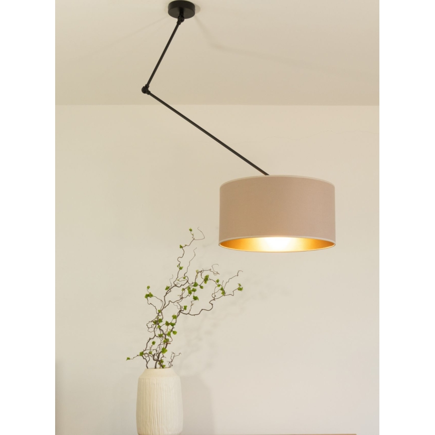 LED regulējama lustra uz stieņa GORTA 1xE27/60W/230V bēša/zelta