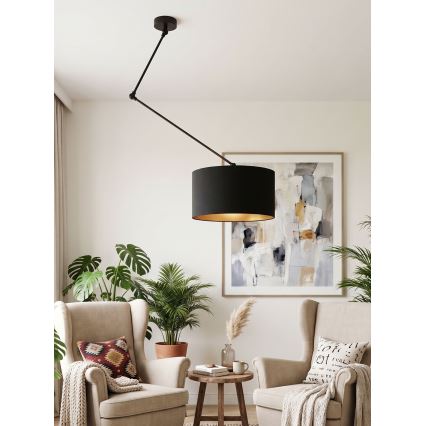 LED regulējama lustra uz stieņa GORTA 1xE27/60W/230V melna/zelta
