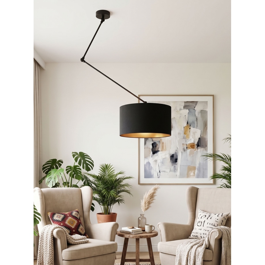 LED regulējama lustra uz stieņa GORTA 1xE27/60W/230V melna/zelta