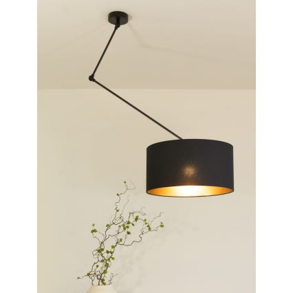 LED regulējama lustra uz stieņa GORTA 1xE27/60W/230V melna/zelta