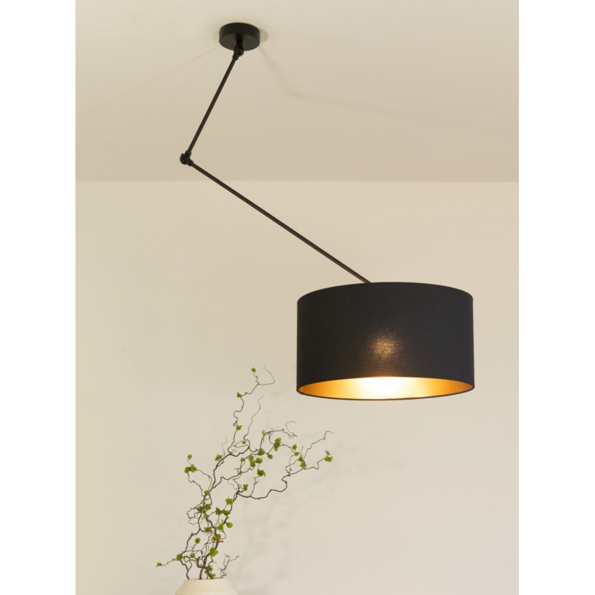 LED regulējama lustra uz stieņa GORTA 1xE27/60W/230V melna/zelta