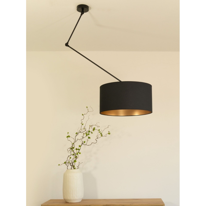 LED regulējama lustra uz stieņa GORTA 1xE27/60W/230V melna/zelta