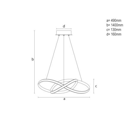 LED lustra ar regulējamu spilgtumu uz troses LED/65W/230V 3000–6500K diam. 49 cm + tālvadība