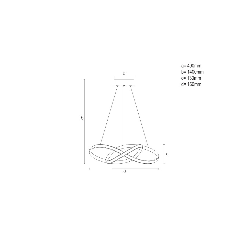LED lustra ar regulējamu spilgtumu uz troses LED/65W/230V 3000–6500K diam. 49 cm + tālvadība