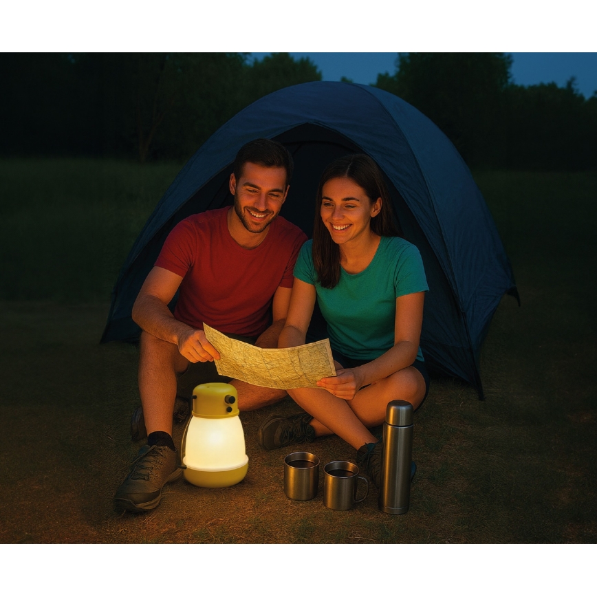 LED pārnēsājama uzlādējamā lampa ar regulējamu spilgtumu un powerbankas funkciju LUMINA MINIO LED/5V 1800 mAh IP44 dzeltena