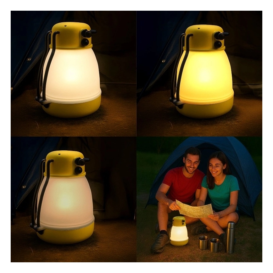LED pārnēsājama uzlādējamā lampa ar regulējamu spilgtumu un powerbankas funkciju LUMINA MINIO LED/5V 1800 mAh IP44 dzeltena