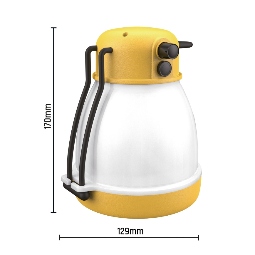LED pārnēsājama uzlādējamā lampa ar regulējamu spilgtumu un powerbankas funkciju LUMINA MINIO LED/5V 1800 mAh IP44 dzeltena