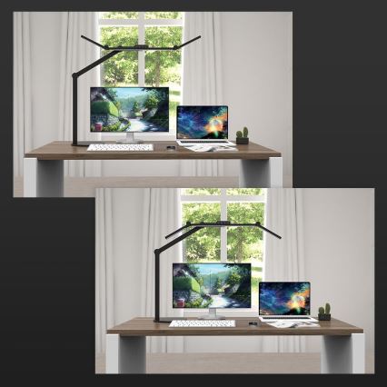 LED regulējama pieskāriena elastīga galda lampa LED/24W/230V 3000-6500K CRI 92 melna