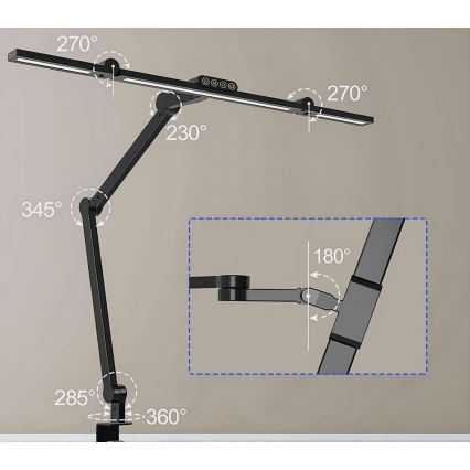LED regulējama pieskāriena elastīga galda lampa LED/24W/230V 3000-6500K CRI 92 melna