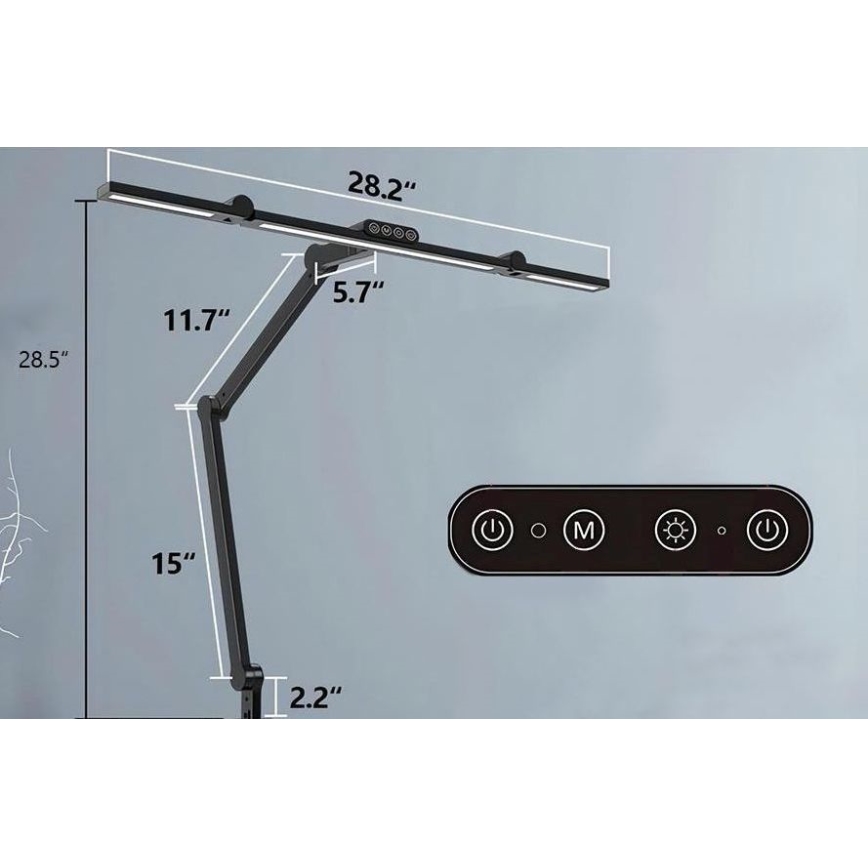LED regulējama pieskāriena elastīga galda lampa LED/24W/230V 3000-6500K CRI 92 melna