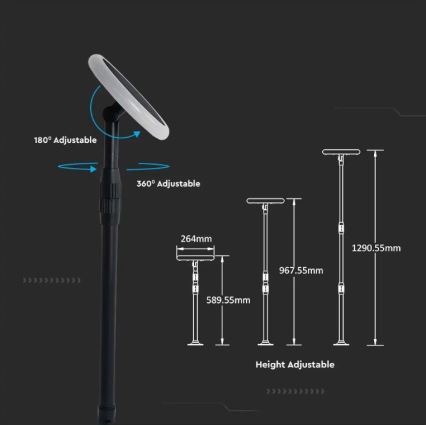 LED Regulējama saules enerģijas lampa GARDEN LED/8W/5V 60-129 cm 4000K IP65