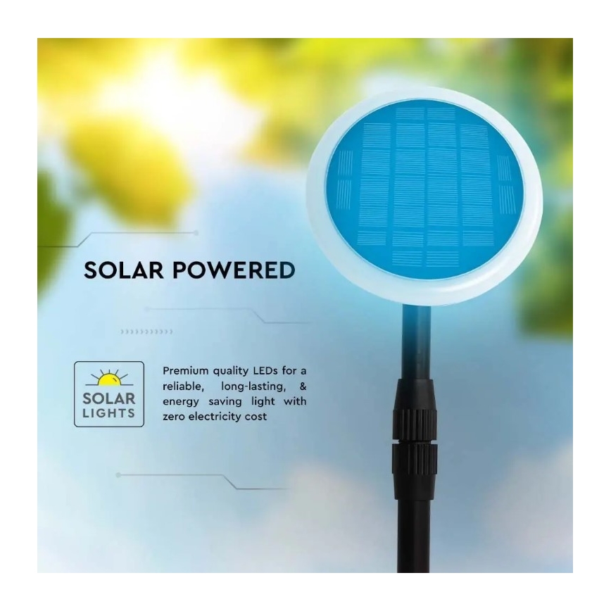 LED Regulējama saules enerģijas lampa GARDEN LED/8W/5V 60-129 cm 4000K IP65