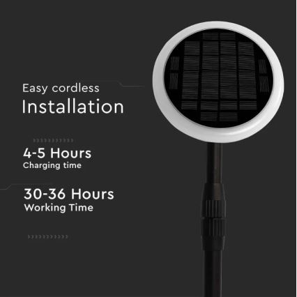 LED Regulējama saules enerģijas lampa GARDEN LED/8W/5V 60-129 cm 4000K IP65