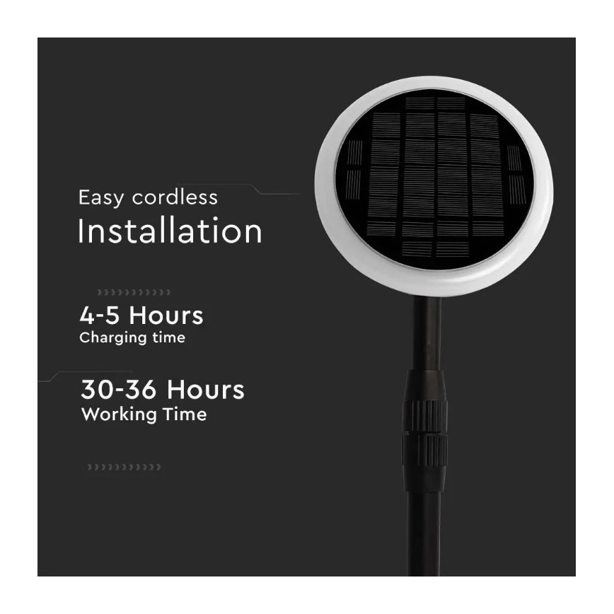 LED Regulējama saules enerģijas lampa GARDEN LED/8W/5V 60-129 cm 4000K IP65