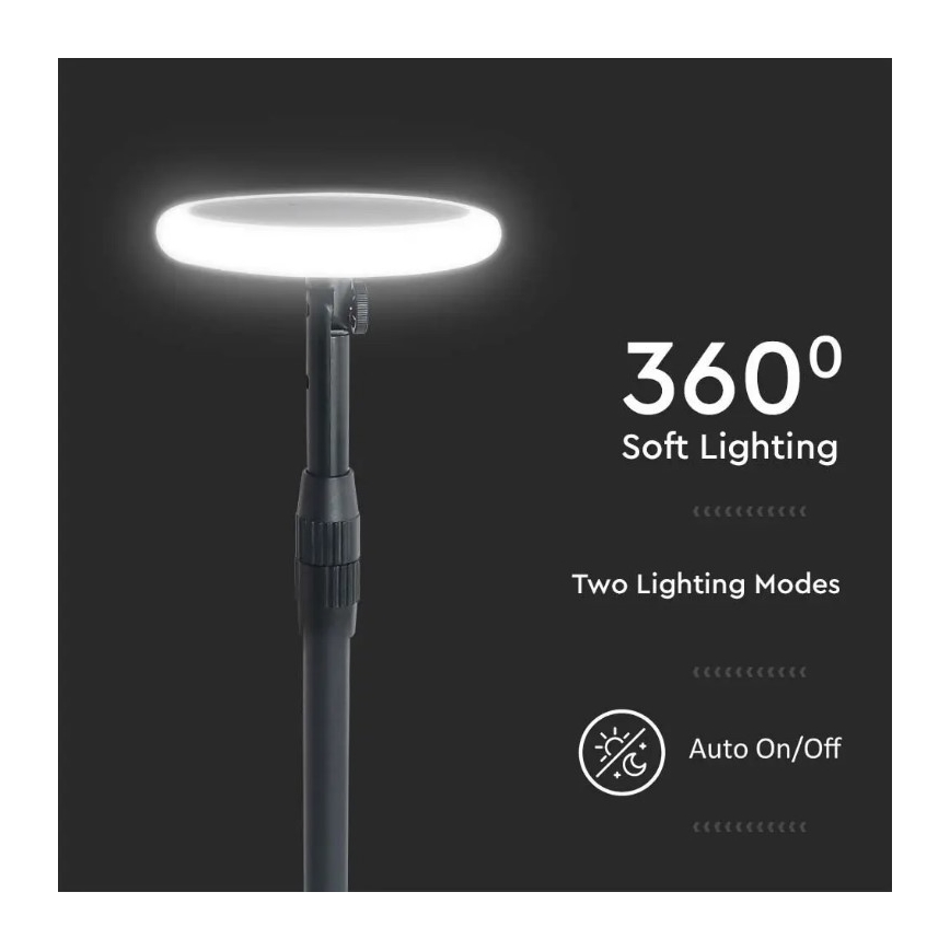 LED Regulējama saules enerģijas lampa GARDEN LED/8W/5V 60-129 cm 4000K IP65