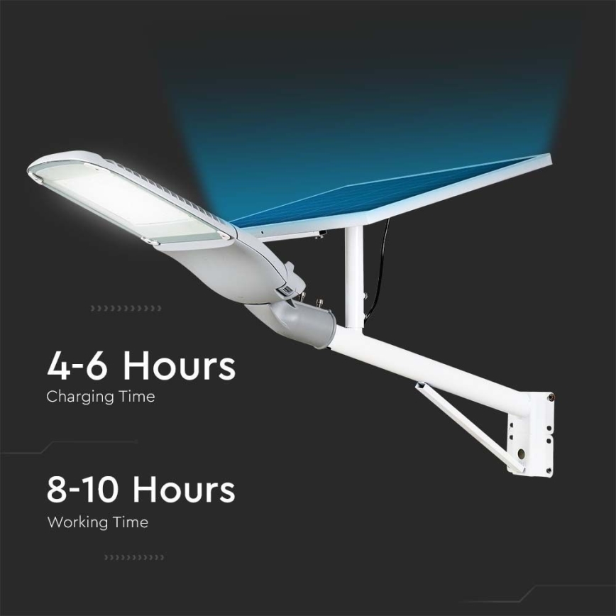 LED regulējama saules ielu lampa SAMSUNG CHIP LED/50W/6,4V 6000K IP65 30000 mAh + tālvadība