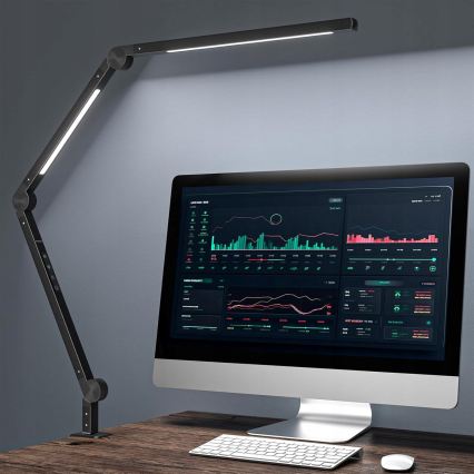 LED Regulējamā skārienvadāmā elastīgā galda lampa ar skavu LED/12W/230V 3000/4000/6000K melna