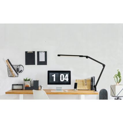LED Regulējamā skārienvadāmā elastīgā galda lampa ar skavu LED/12W/230V 3000/4000/6000K melna