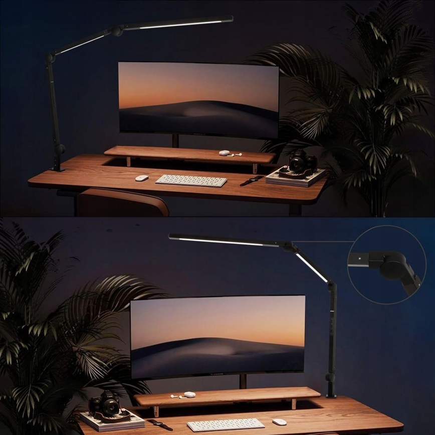 LED Regulējamā skārienvadāmā elastīgā galda lampa ar skavu LED/12W/230V 3000/4000/6000K melna