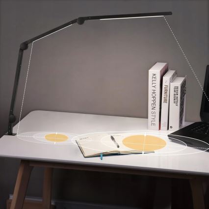 LED Regulējamā skārienvadāmā elastīgā galda lampa ar skavu LED/12W/230V 3000/4000/6000K melna