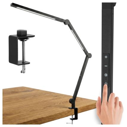 LED Regulējamā skārienvadāmā elastīgā galda lampa ar skavu LED/12W/230V 3000/4000/6000K melna