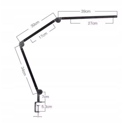 LED Regulējamā skārienvadāmā elastīgā galda lampa ar skavu LED/12W/230V 3000/4000/6000K melna