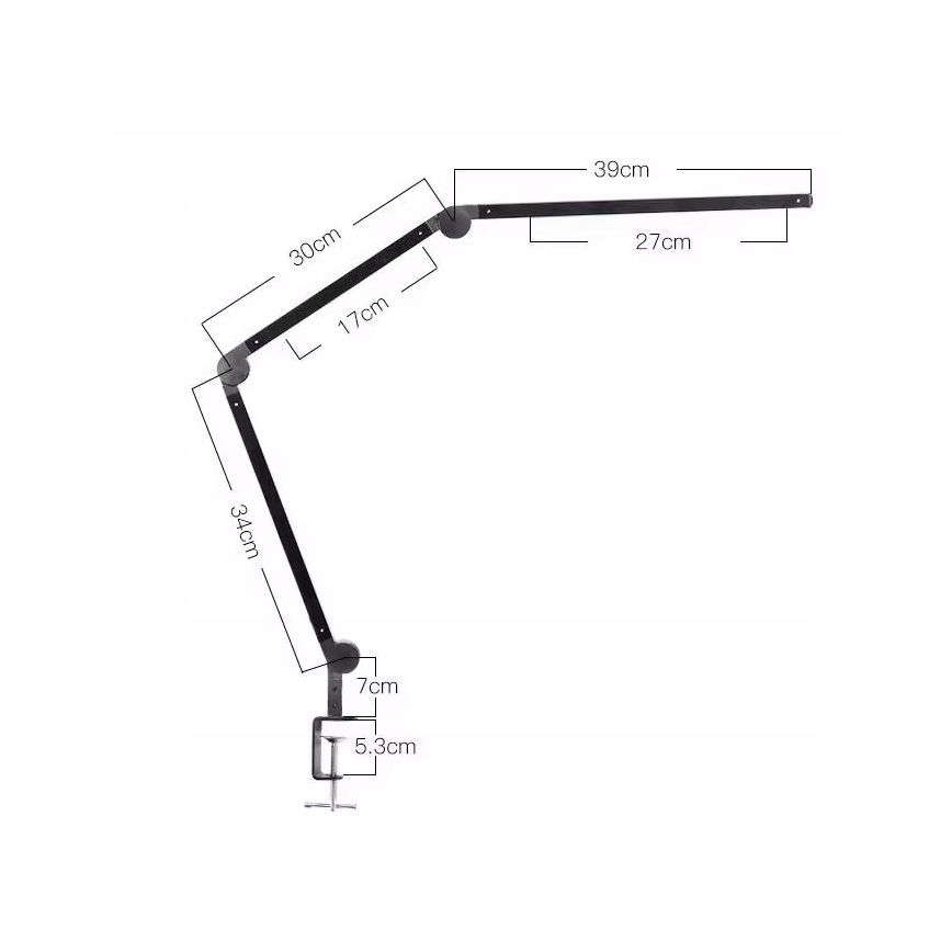 LED Regulējamā skārienvadāmā elastīgā galda lampa ar skavu LED/12W/230V 3000/4000/6000K melna