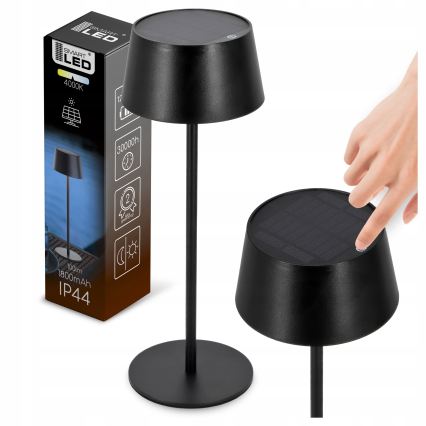 LED regulējama skārienjūtīga saules lampa LED/3W/5V USB 1800 mAh IP44 melna