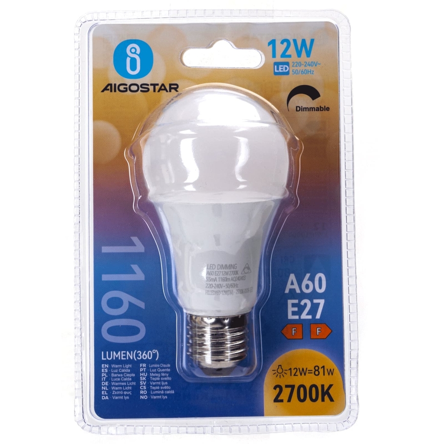LED regulējama spuldze A60 E27/12W/230V 2700K - Aigostar